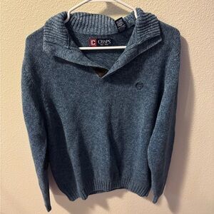 Chaps  Blue Sweater with Brown Elbow Patches